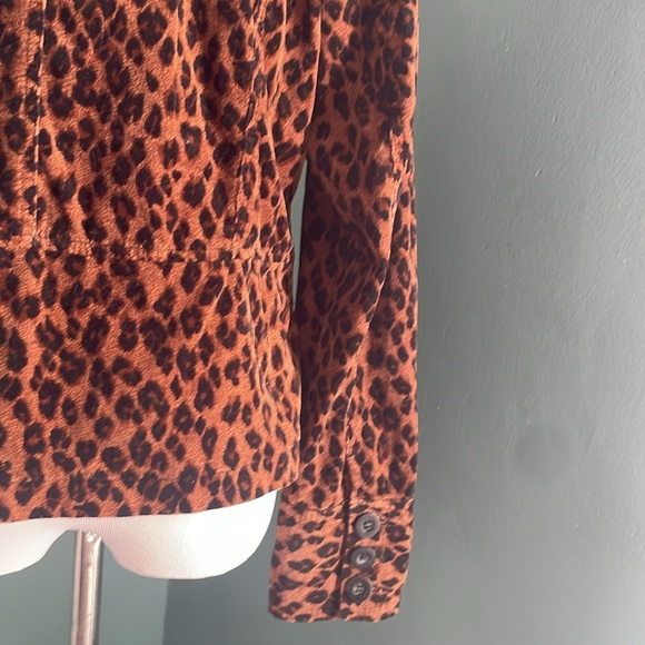 Leopard Print corduroy Jacket charter club has strech peplum cut L - Picture 8 of 11